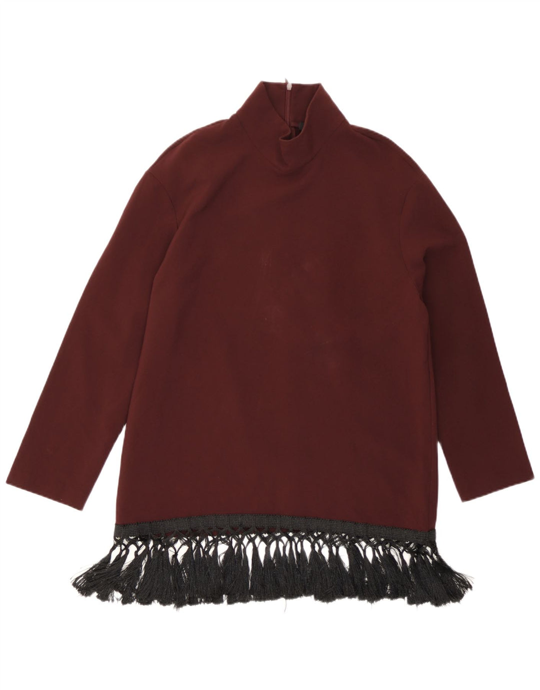 Top tunica a maniche lunghe da donna Zara UK 14 Borgogna medio