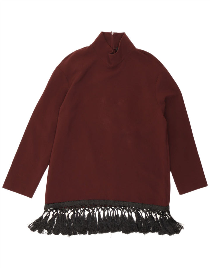 Top tunica a maniche lunghe da donna Zara UK 14 Borgogna medio