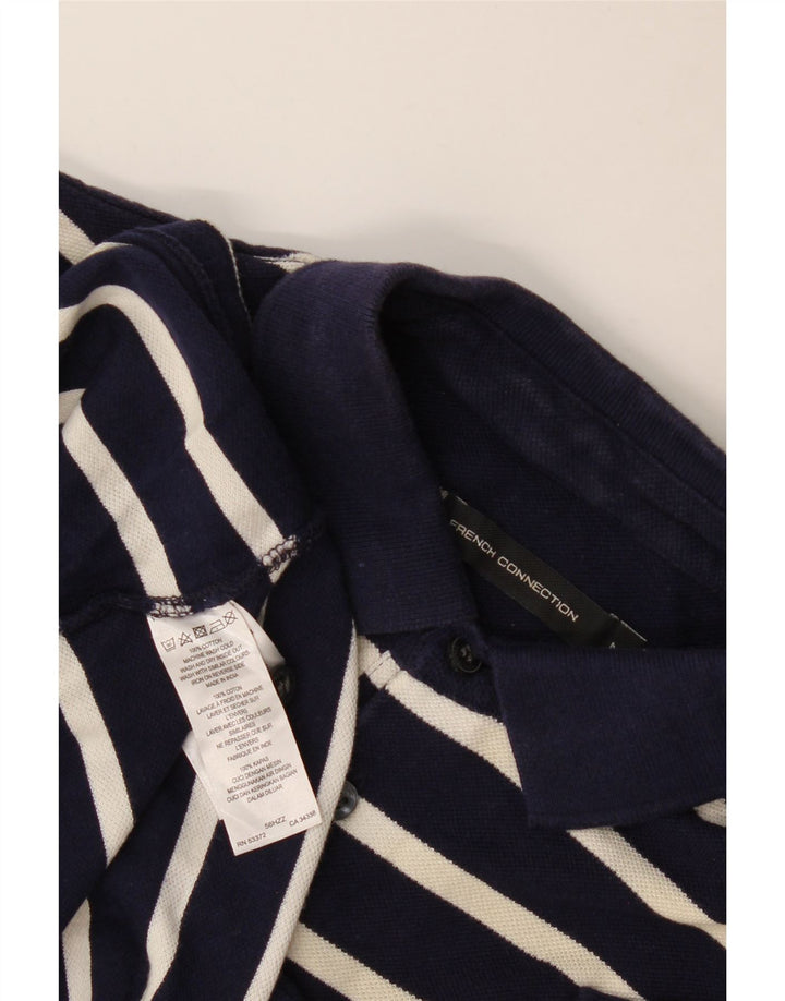 Polo da uomo French Connection in cotone a righe medie blu navy