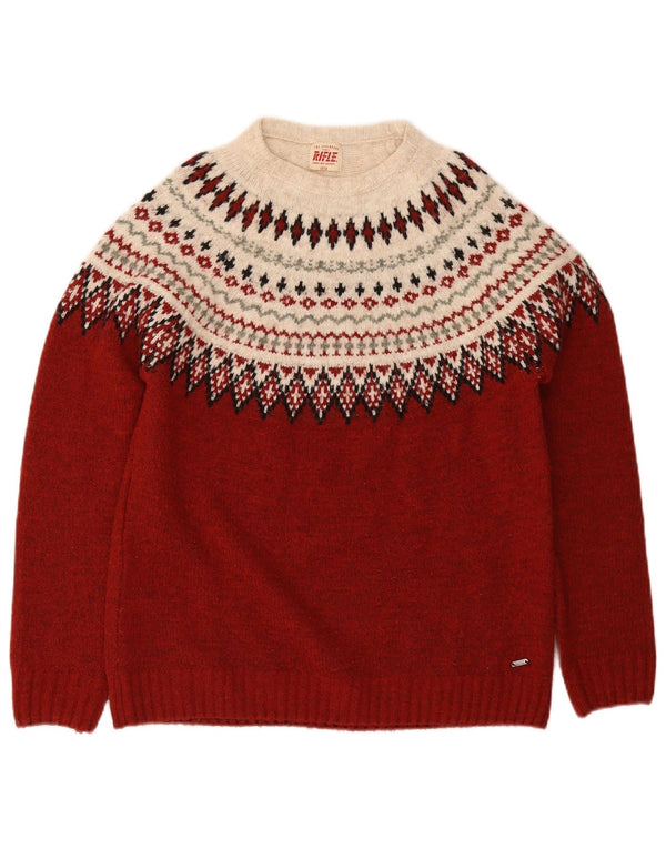 Maglione maglione girocollo da donna Rifle UK 10 Small Borgogna Fair Isle