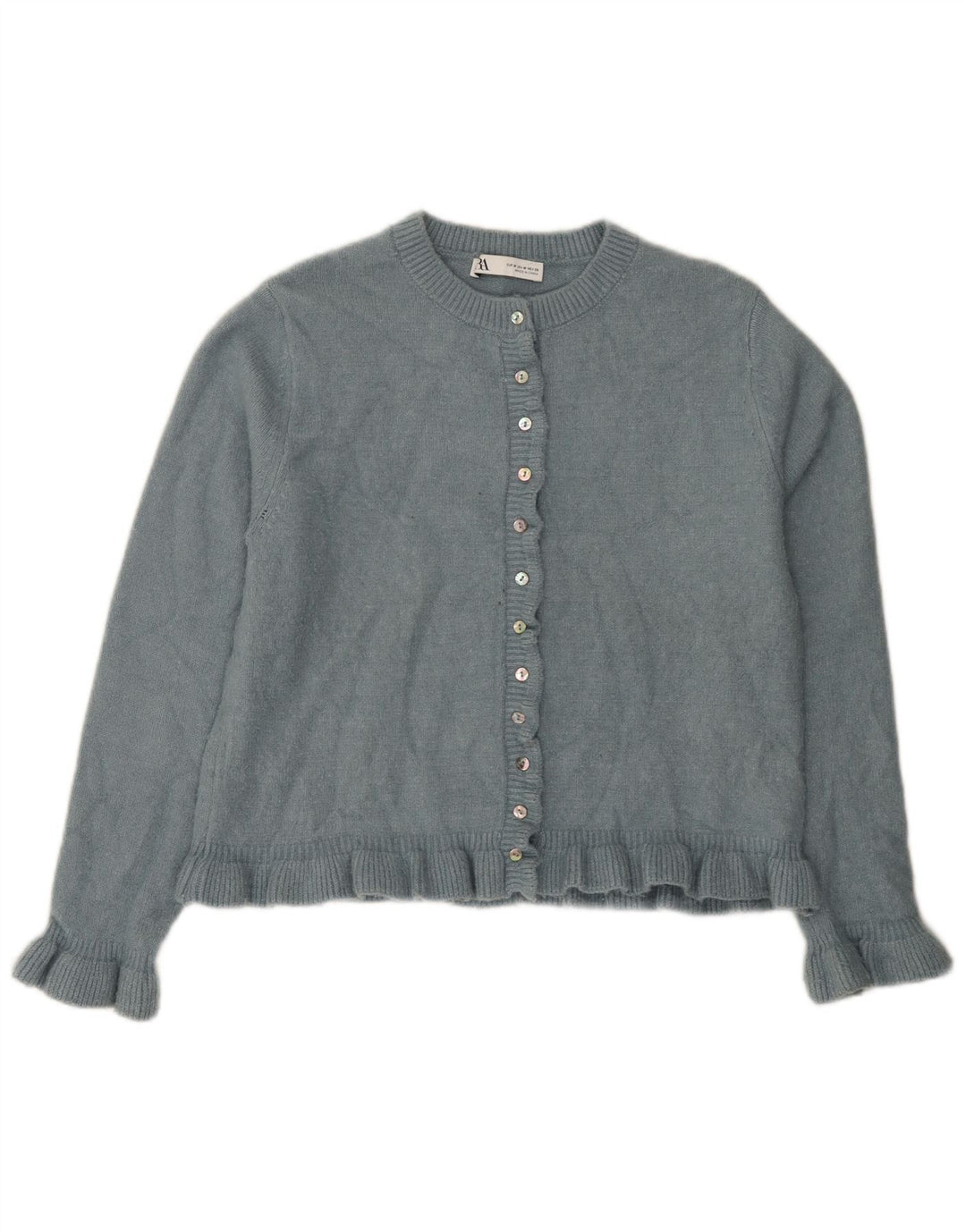 Maglione cardigan da donna Zara UK 14 Poliestere blu medio