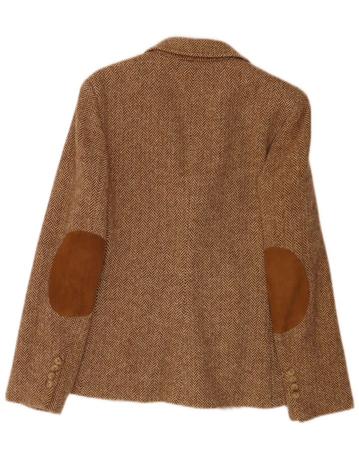 Giacca blazer da donna a 2 bottoni Ralph Lauren US 4 piccola spina di pesce marrone