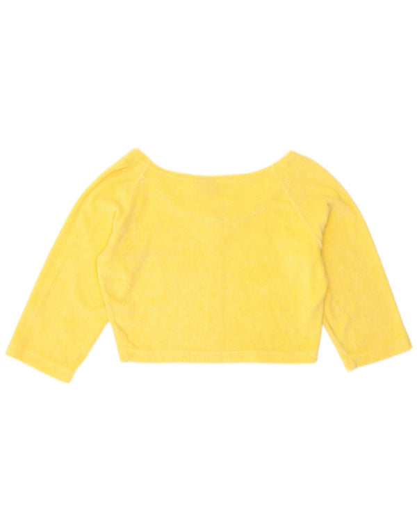 Top corto da donna con maniche a 3/4 dello zio Sam UK 12 cotone giallo medio