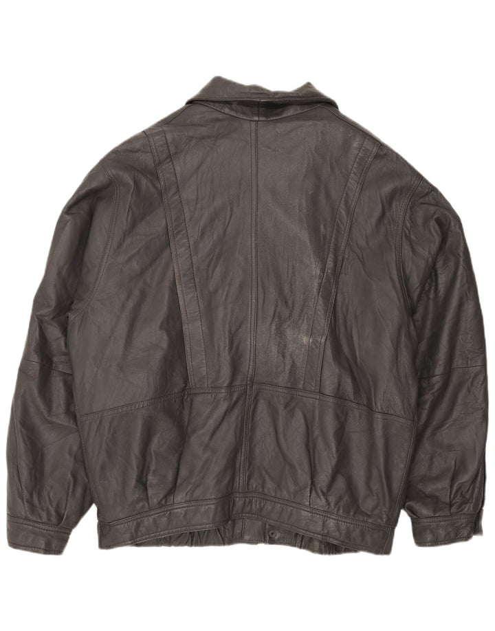 Giacca in pelle vintage da uomo IT 56 3XL Nera