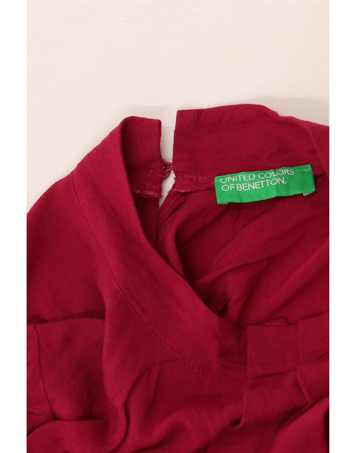 BENETTON Camicetta a maniche lunghe da donna UK 18 XL Borgogna