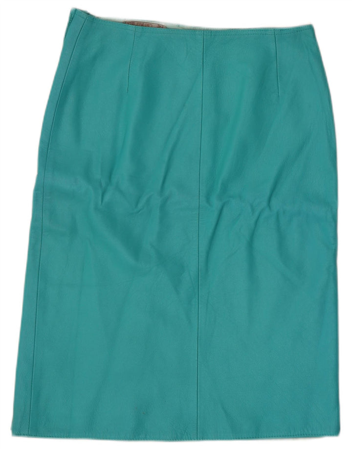Gonna in pelle da donna vintage IT 44 media W28 in pelle turchese