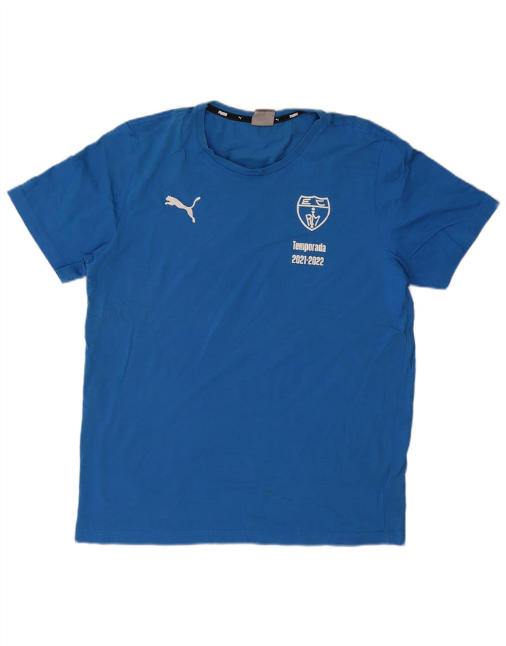 T-shirt grafica da uomo Puma grande in cotone blu