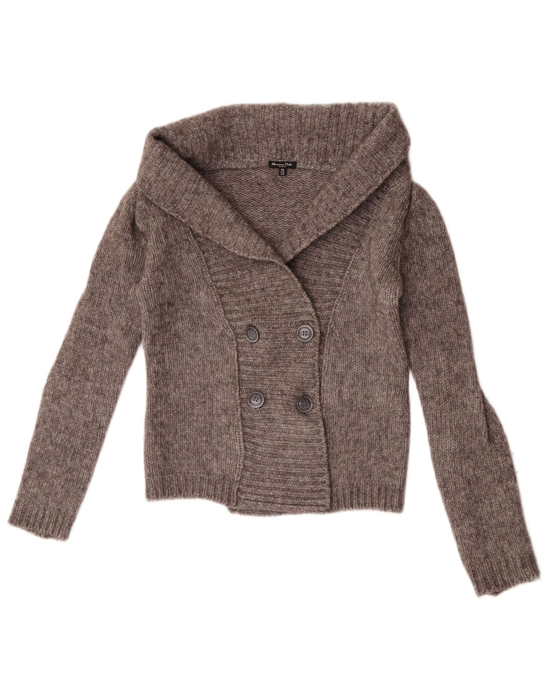 Massimo Dutti Maglione cardigan corto da donna UK 12 Lana grigio medio
