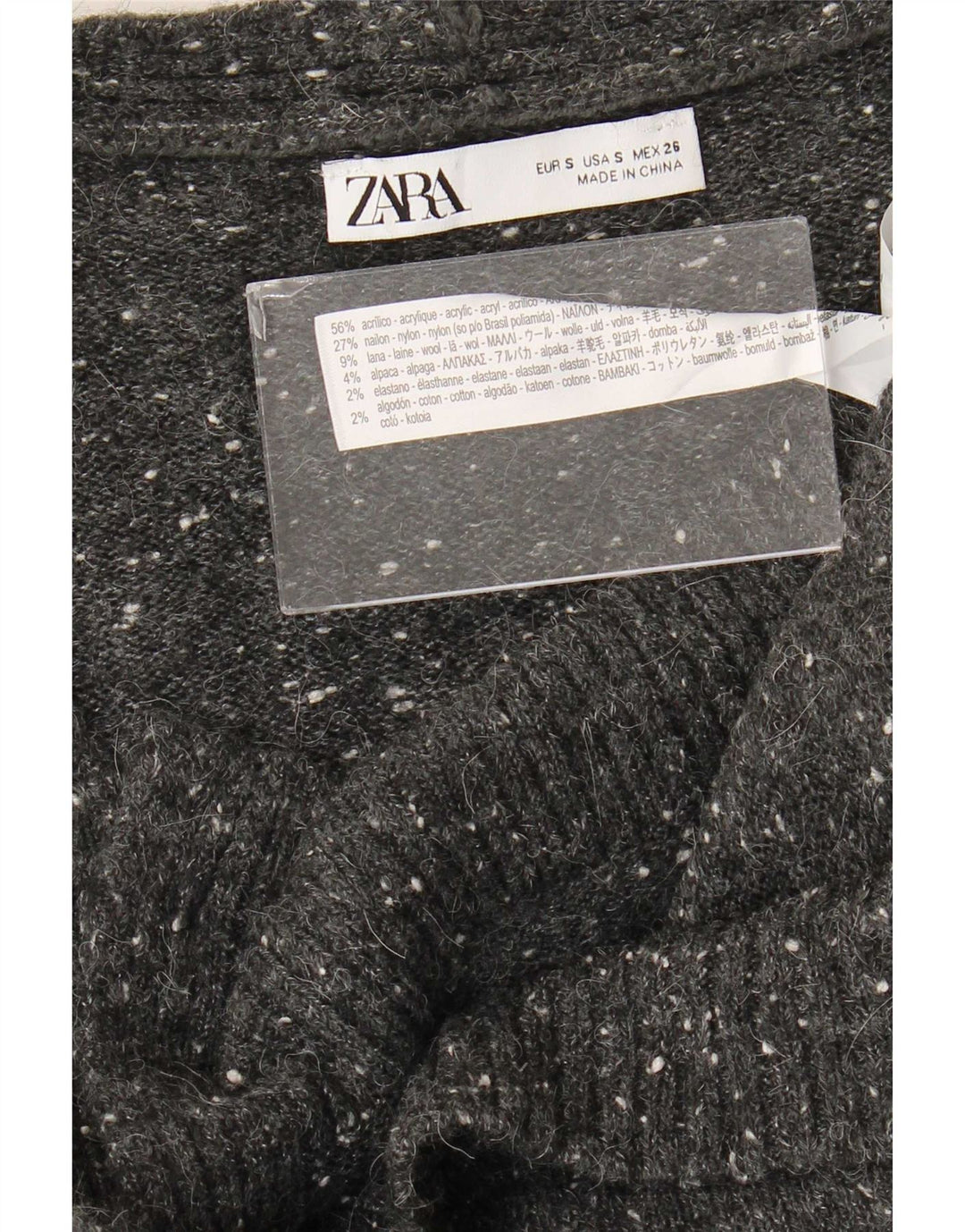 Maglione cardigan oversize lungo da donna Zara UK 10 piccolo grigio screziato
