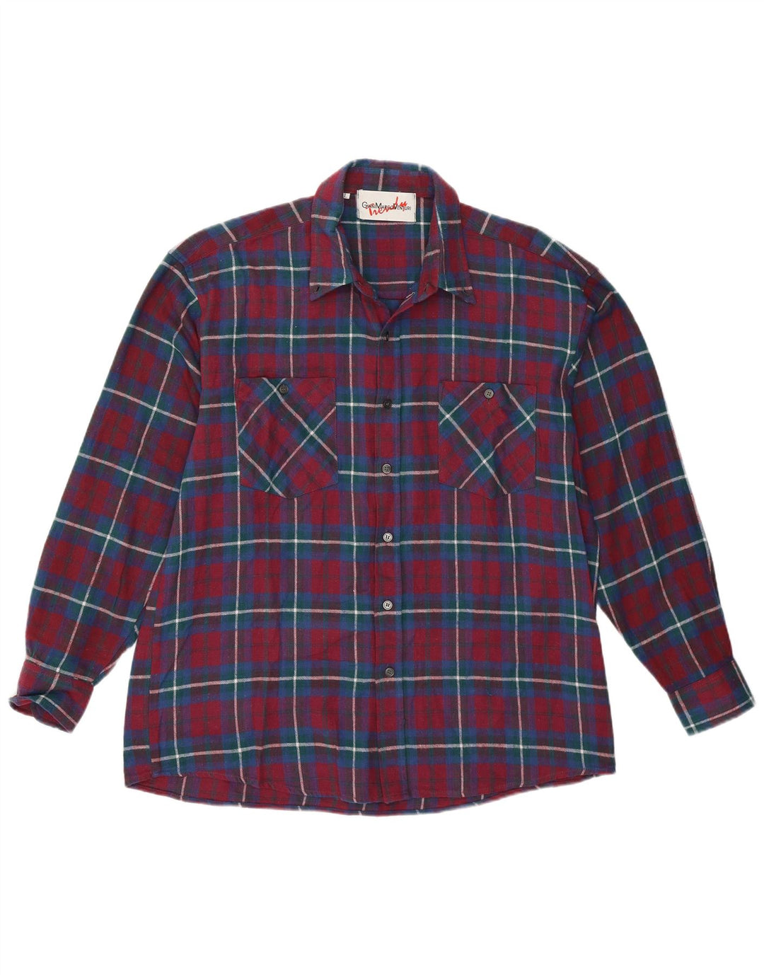 Gian Marco Venturi Camicia da uomo in flanella di cotone a quadri bordeaux grandi