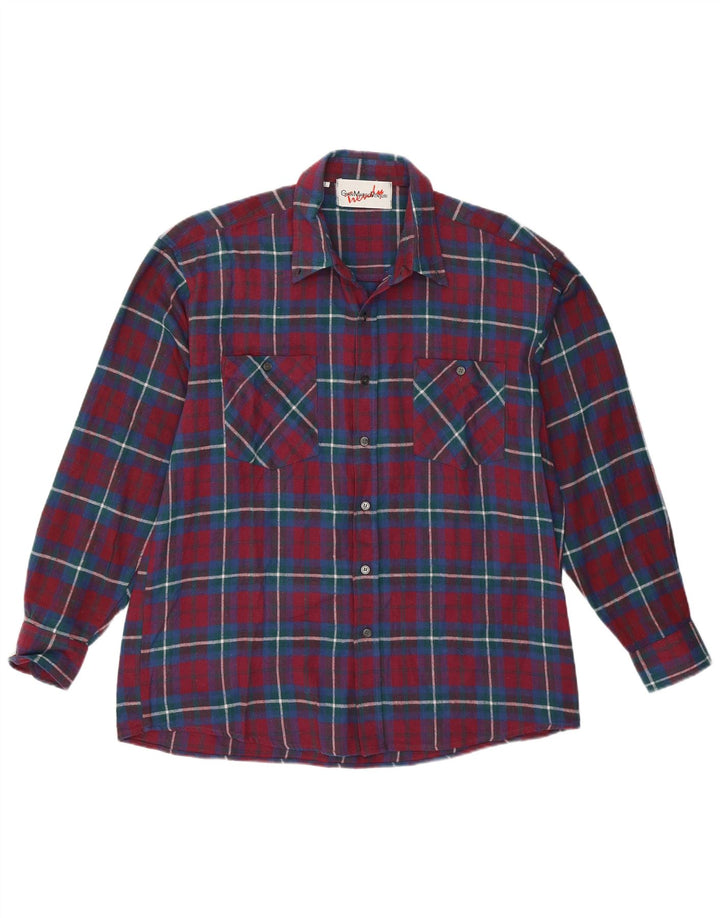 Gian Marco Venturi Camicia da uomo in flanella di cotone a quadri bordeaux grandi