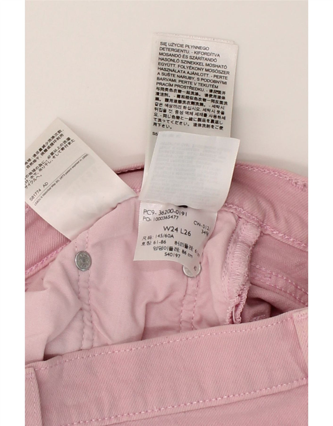 LEVI'S Womens Crop Straight Jeans W24 L26 Pink Cotton Vintage Levi's and Second-Hand Levi's from Messina Hembry 