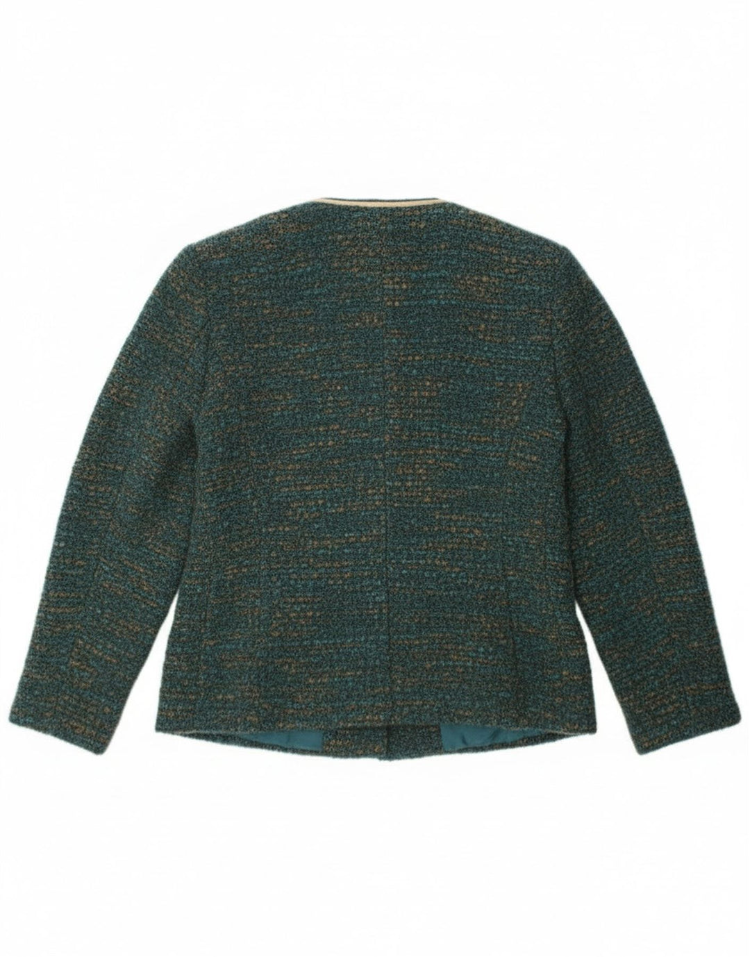 Giacca blazer vintage da donna a 4 bottoni UK 12 verde medio screziato