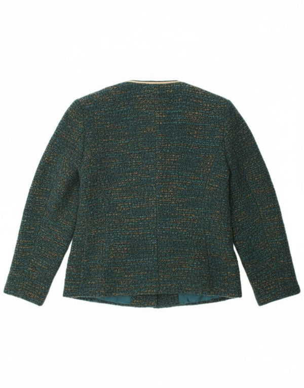 Giacca blazer vintage da donna a 4 bottoni UK 12 verde medio screziato
