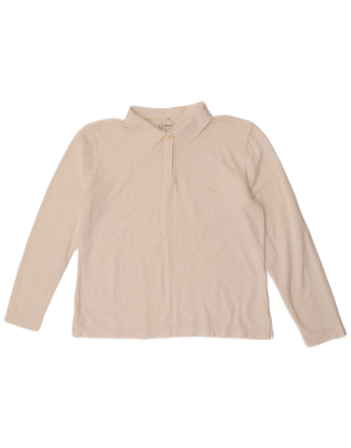 Polo a maniche lunghe da donna L.L.Bean UK 14 Medium White
