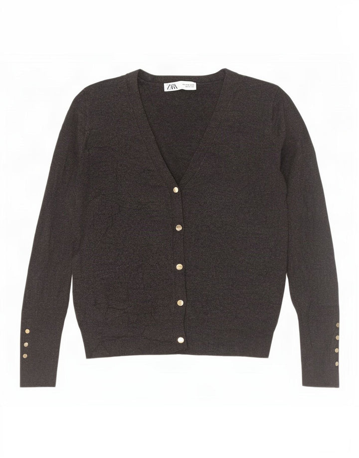 Maglione cardigan da donna Zara UK 12 Viscosa grigio medio