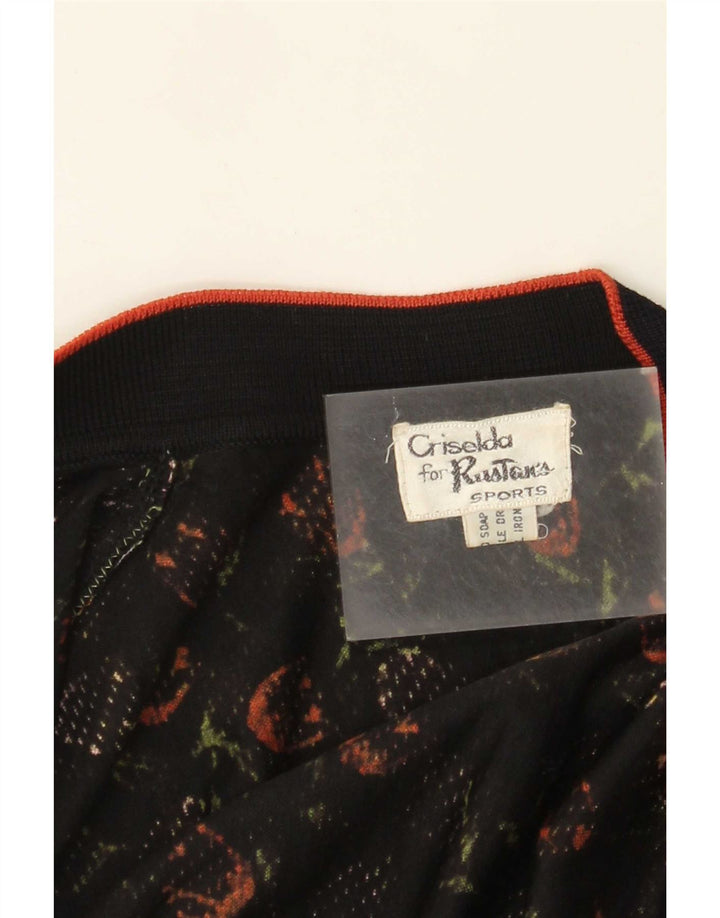 Set da 2 pezzi vintage da donna UK 14 medio nero floreale