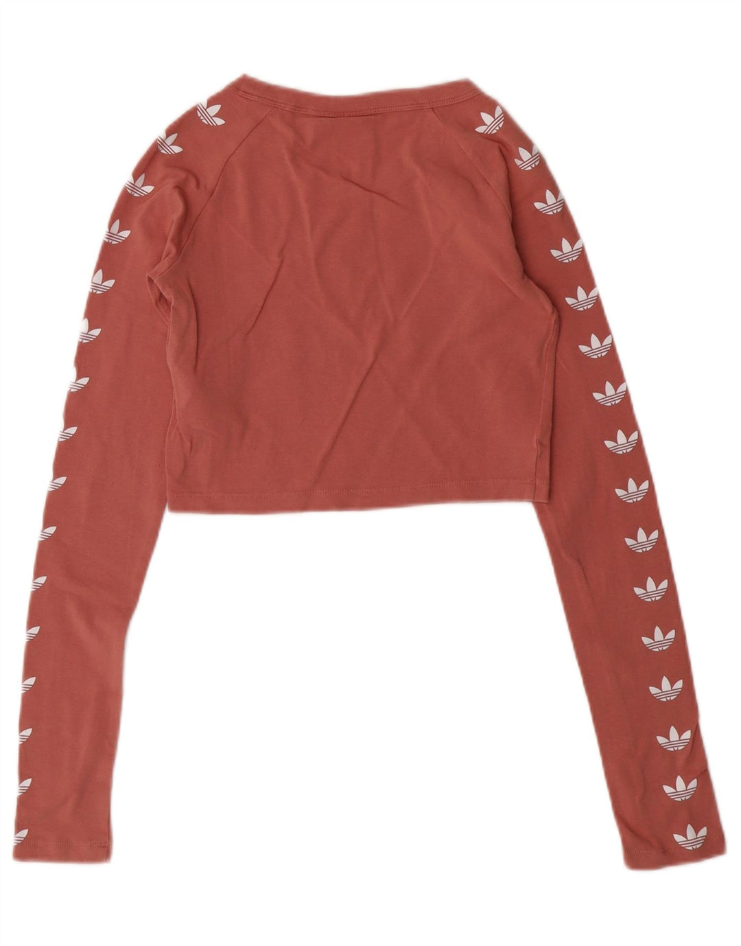 ADIDAS Top corto con grafica da donna manica lunga UK 6 XS cotone rosa