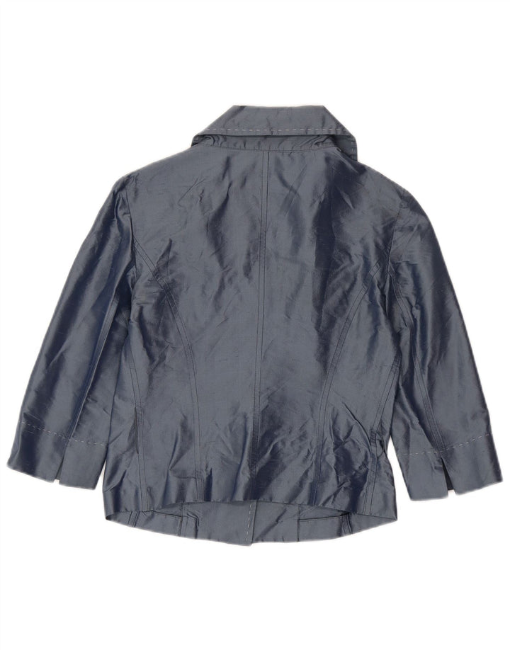 Giacca blazer a 3 bottoni da donna Penny Black UK 8 piccola seta blu navy