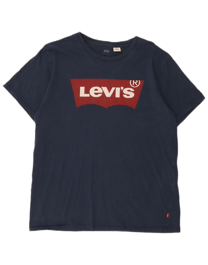 T-shirt grafica da uomo LEVI'S Top grande in cotone blu navy