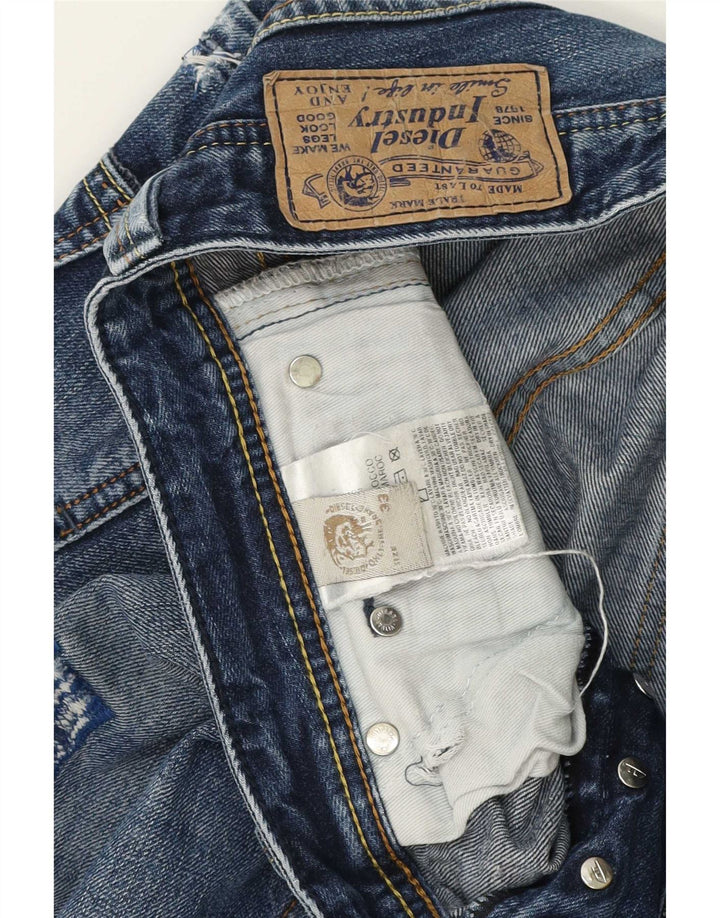 Jeans dritti invecchiati da uomo Diesel W33 L34 in cotone blu