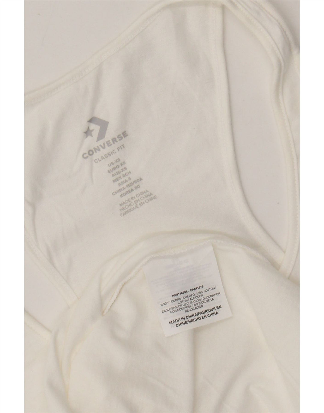 CONVERSE Canottiera grafica da donna vestibilità classica UK 6 XS cotone bianco