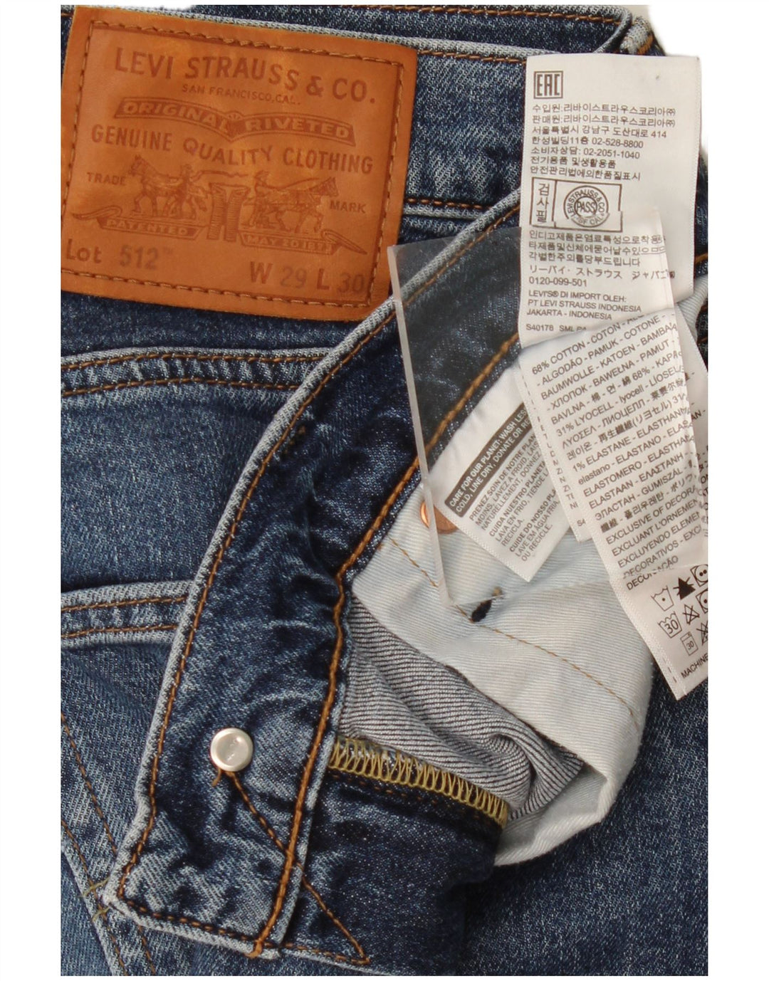 Jeans Levi's da donna 512 slim affusolati W29 L30 cotone blu