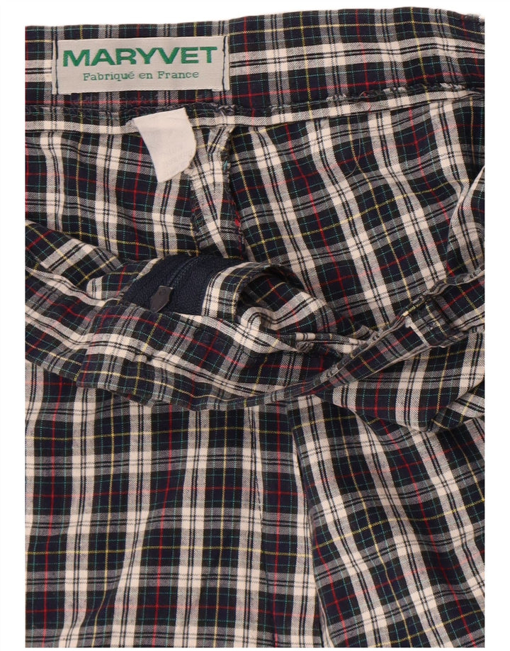 Pantaloncini chino vintage da donna W30 cotone medio a quadri blu navy
