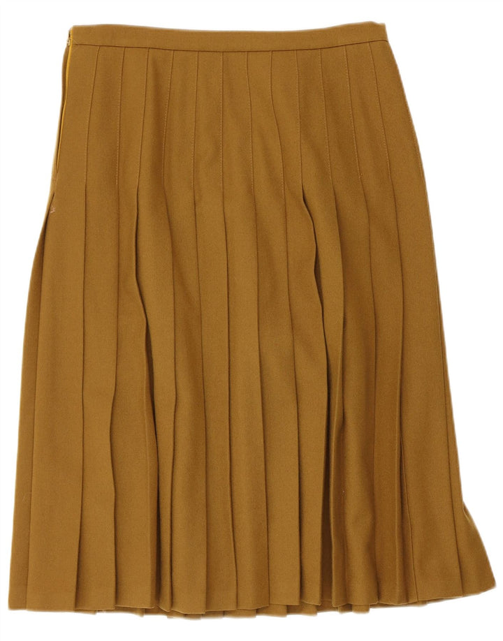 Gonna a pieghe vintage da donna a coltello EU 40 media W30 lana kaki