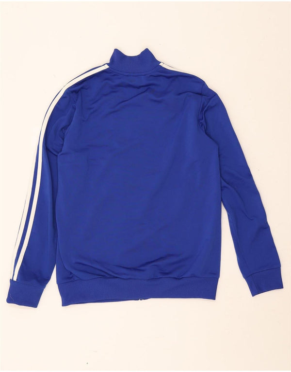 Adidas Boys Tracksuit Top Jacket 13-14 Years Blue Colourblock Polyester