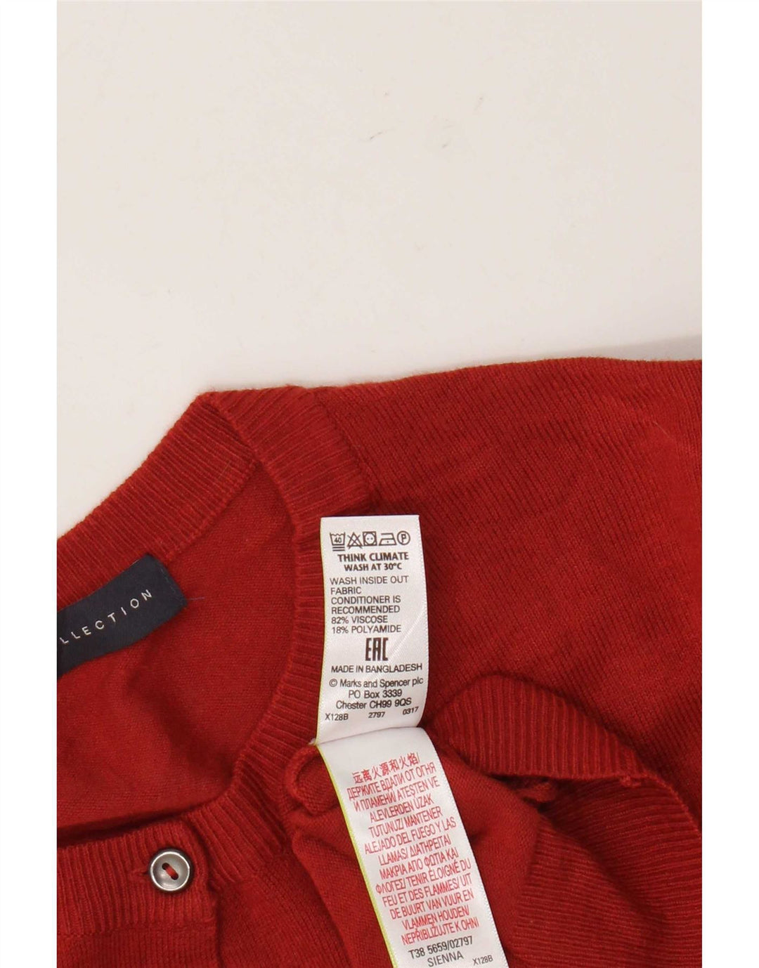 Maglione cardigan da donna Marks & Spencer UK 14 grande viscosa rossa