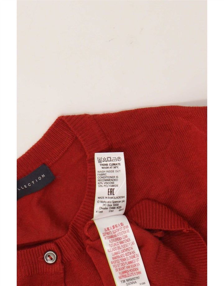 Maglione cardigan da donna Marks & Spencer UK 14 grande viscosa rossa