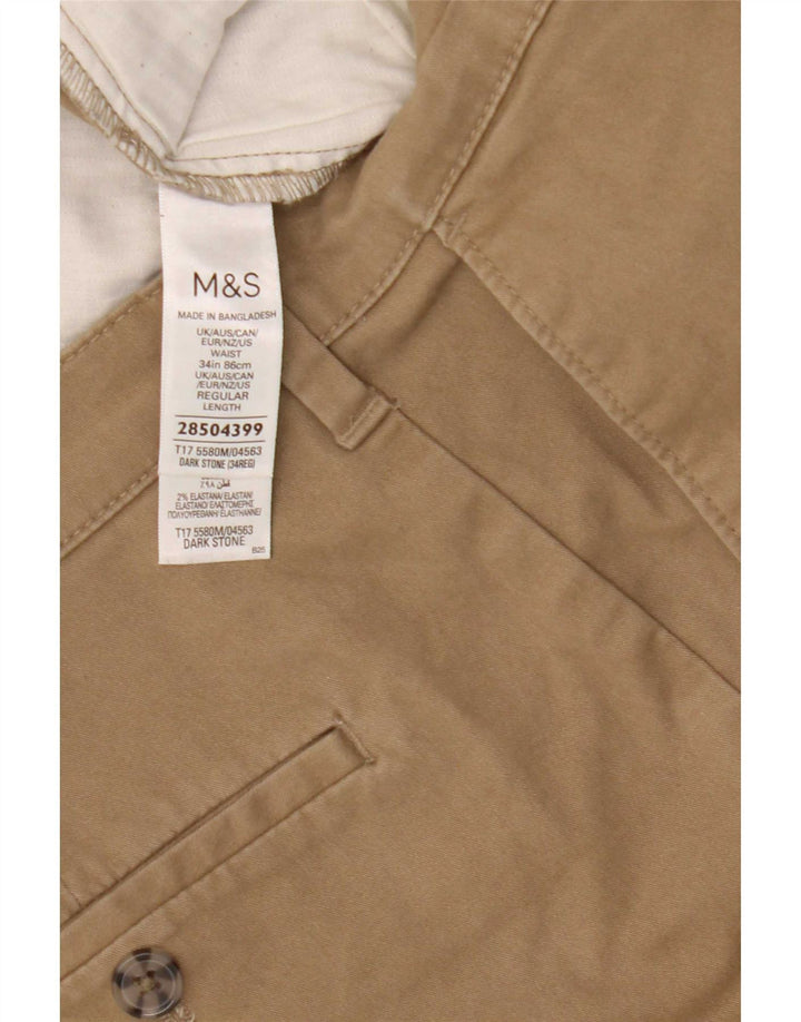 Pantaloncini chino da uomo Marks & Spencer W34 grandi in cotone beige