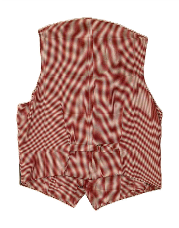 VINTAGE Mens Leather Waistcoat Large Black Gingham Vintage Vintage and Second-Hand Vintage from Messina Hembry 