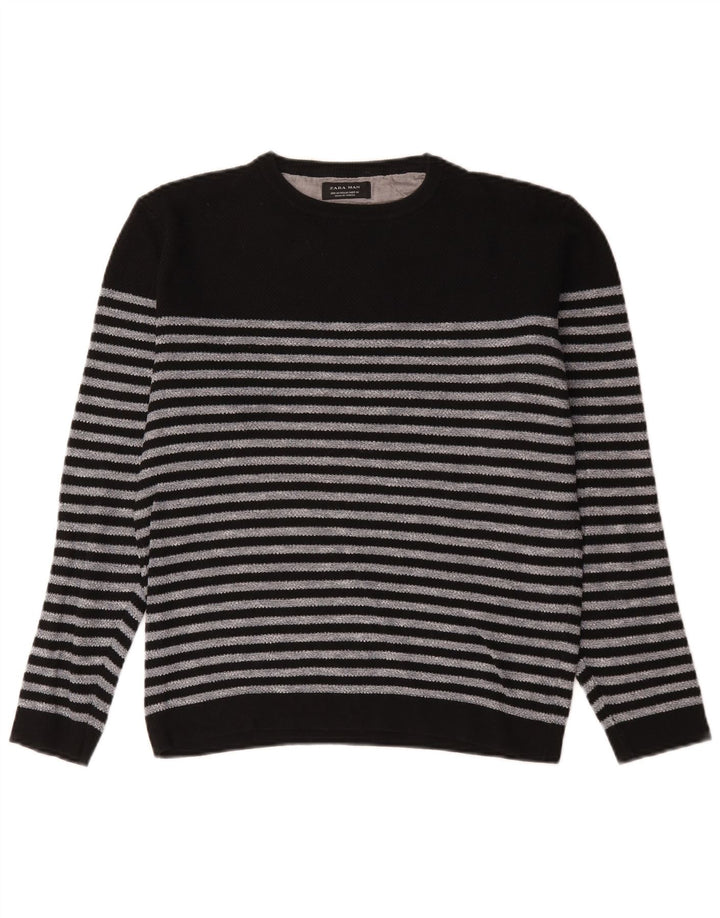 Maglione maglione girocollo da uomo Zara a righe nere medie