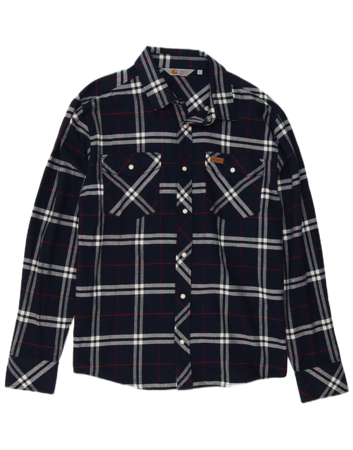 Camicia da uomo in flanella Carhartt grande cotone a quadri blu navy