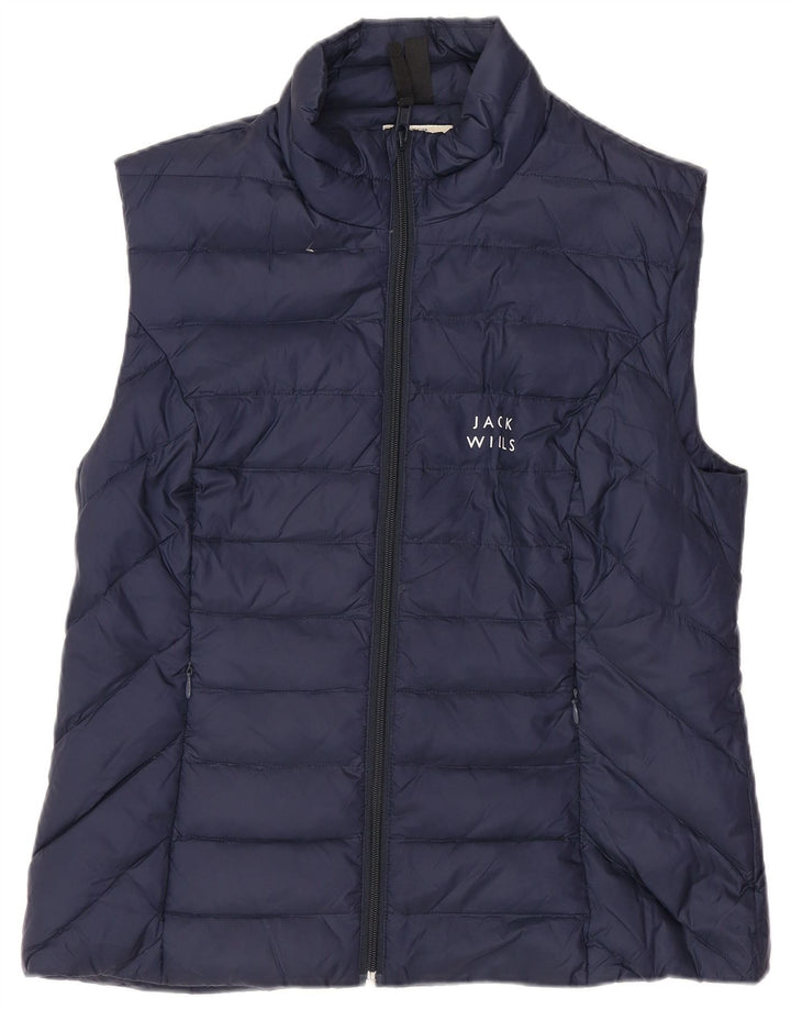 JACK WILLS Gilet imbottito da donna UK 12 medio blu navy in poliammide