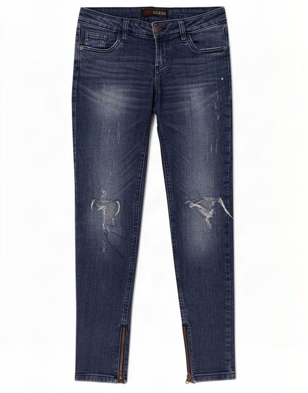 Jeans skinny effetto consumato da donna Guess W27 L28 cotone blu