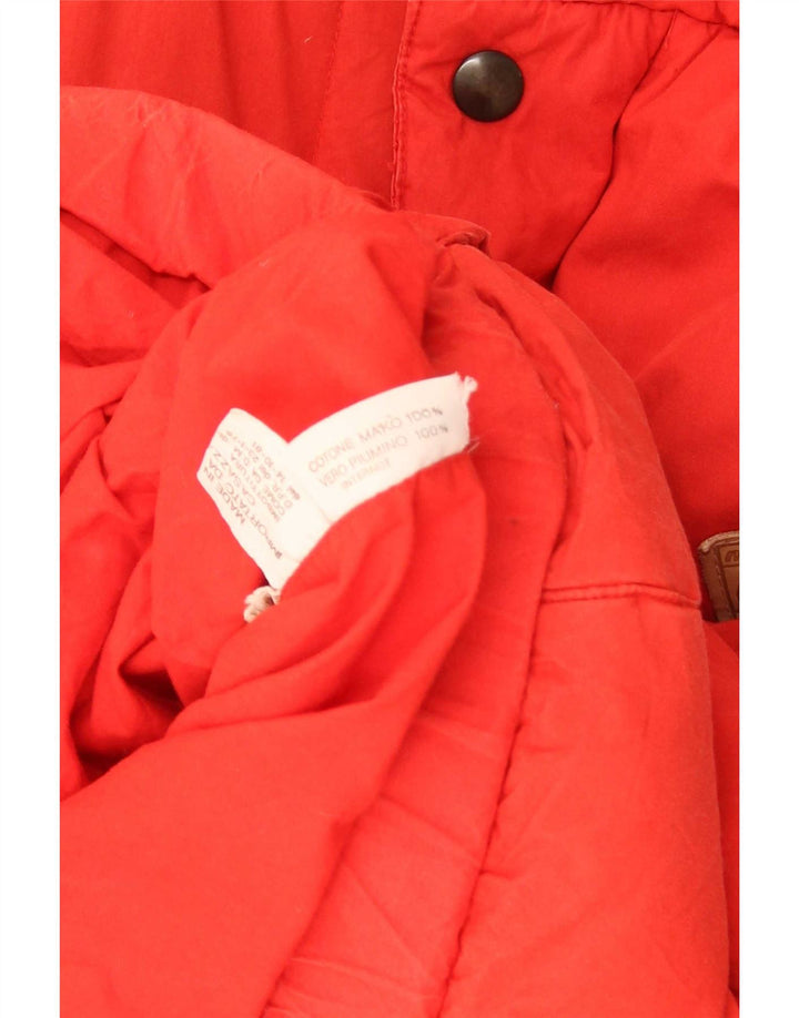 Giacca imbottita con cappuccio vintage da uomo UK 40 grande cotone rosso