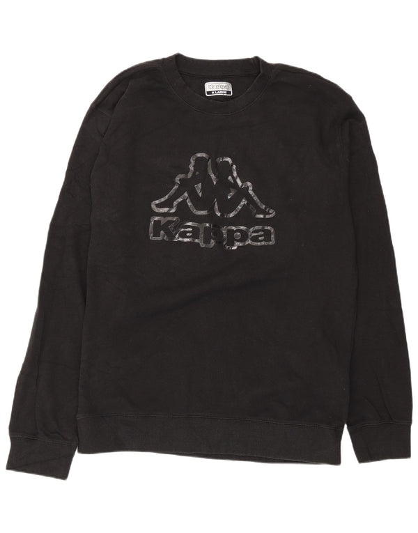 Felpa grafica da uomo Kappa Jumper XL in cotone nero