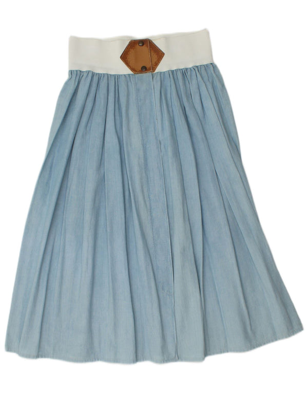 Vintage Womens High Waist A-Line Skirt IT 44 Medium W28 Blue Colourblock