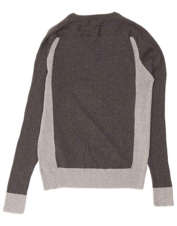 Maglione da uomo con scollo a V Gas, cotone color block grigio medio