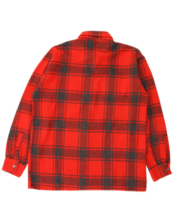 Camicia vintage da uomo in flanella taglia 44 XL in lana scozzese rossa