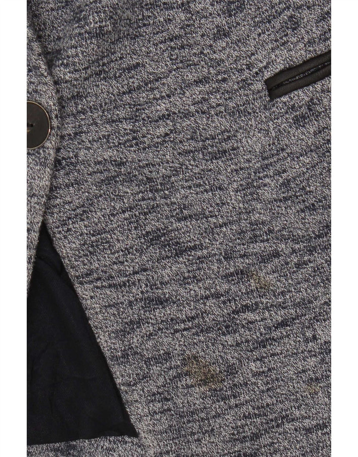 Giacca blazer a 1 bottone da donna Zara UK 6 XS cotone screziato blu