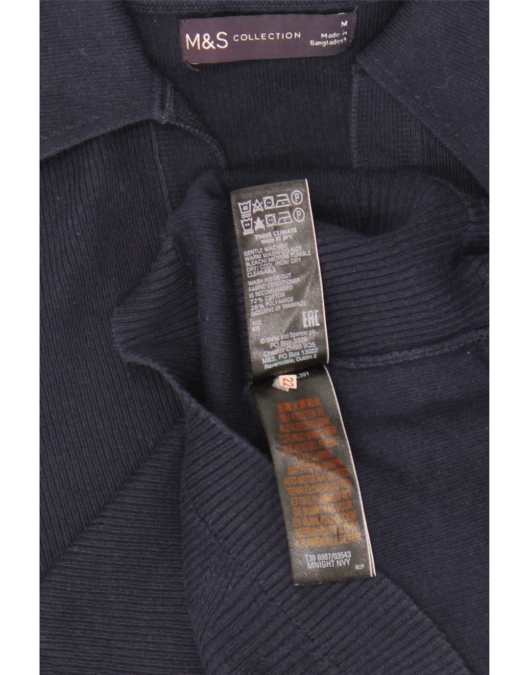 Polo da donna Marks & Spencer UK 12 cotone blu navy medio