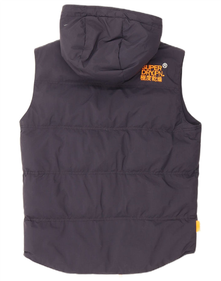 Gilet imbottito con cappuccio Windhiker da uomo SUPERDRY UK 38 nylon medio blu navy