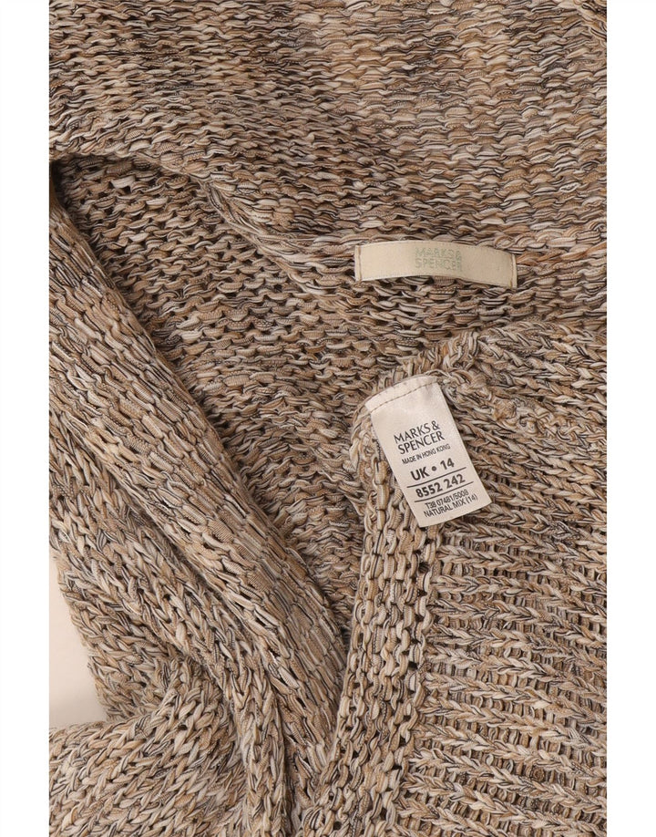 Maglione cardigan con cravatta frontale da donna Marks & Spencer UK 14 grande grigio screziato