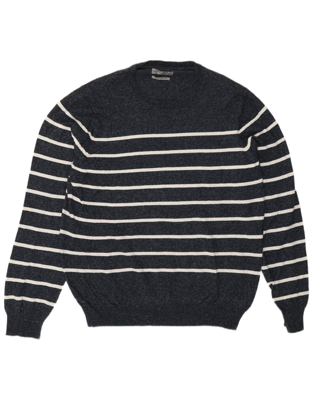 Marks & Spencer Maglione girocollo da uomo a righe grandi blu navy