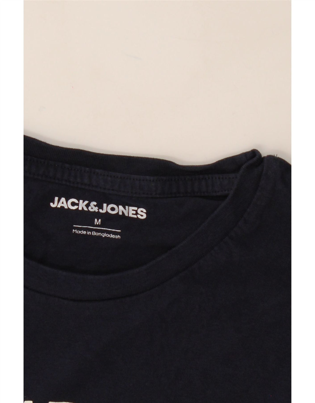 JACK & JONES Mens Graphic T-Shirt Top Medium Navy Blue Cotton Vintage Jack & Jones and Second-Hand Jack & Jones from Messina Hembry 