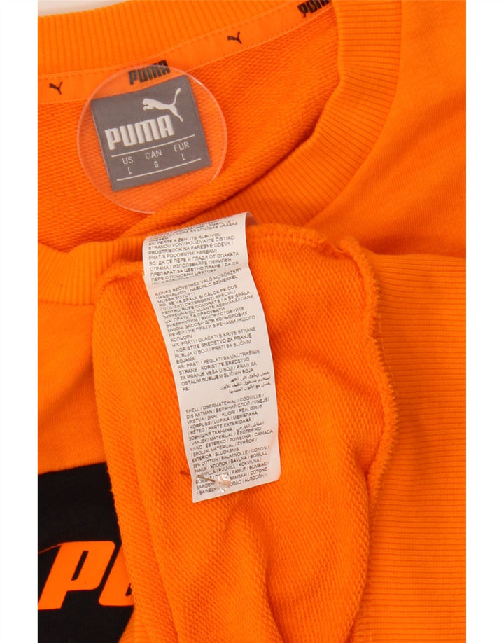 Felpa grafica da uomo Puma Maglione grande in cotone color block arancione